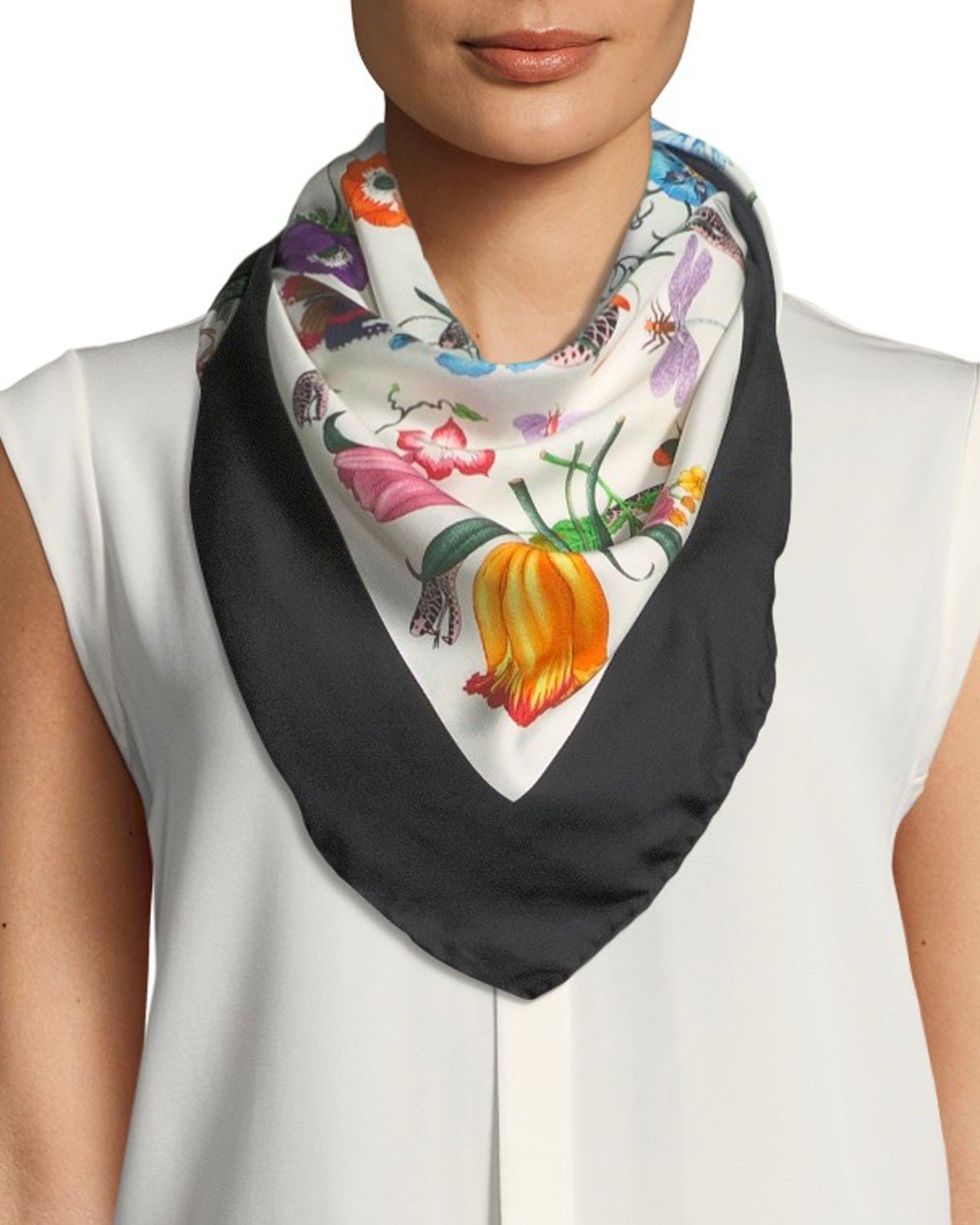Gucci Floral-Print Silk Scarf