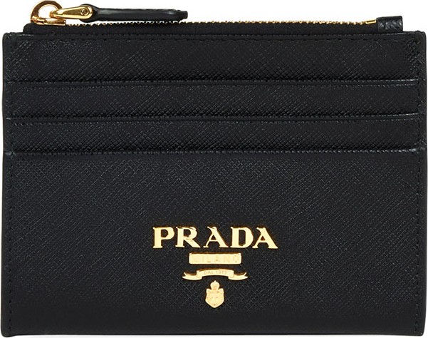 Prada Saffiano Metal Oro Zip Card Case