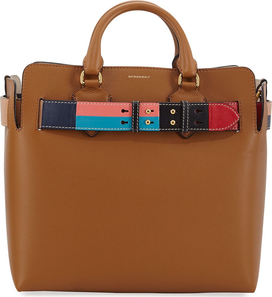 Burberry London England Marais Medium Belted Leather Tote Bag