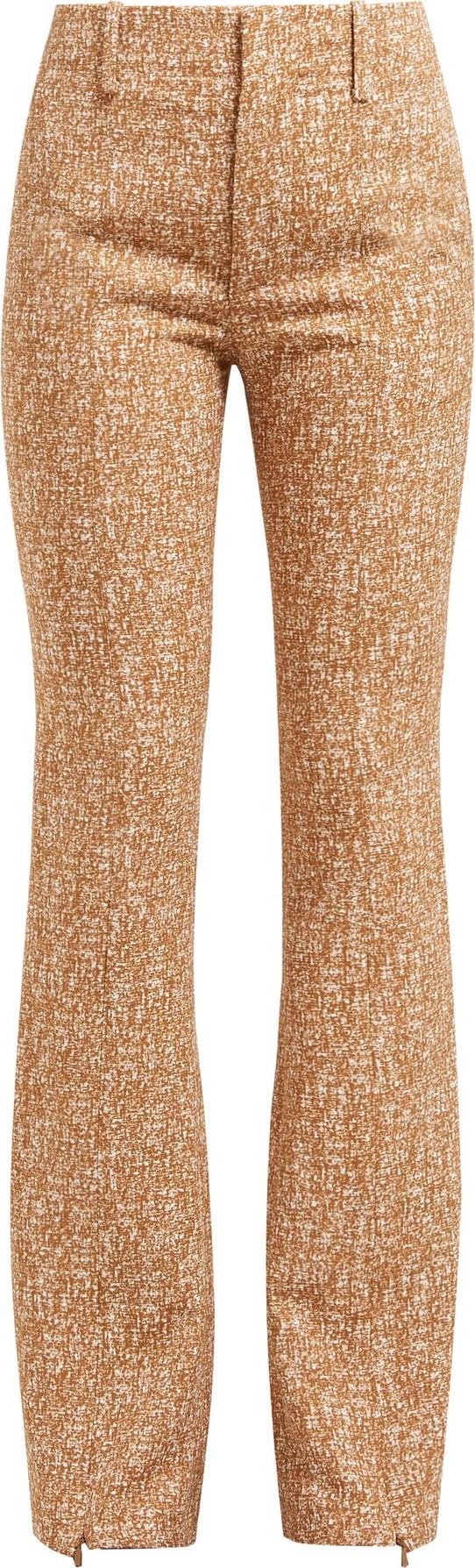 Chloe Tweed-print ankle-zip crepe flared trousers