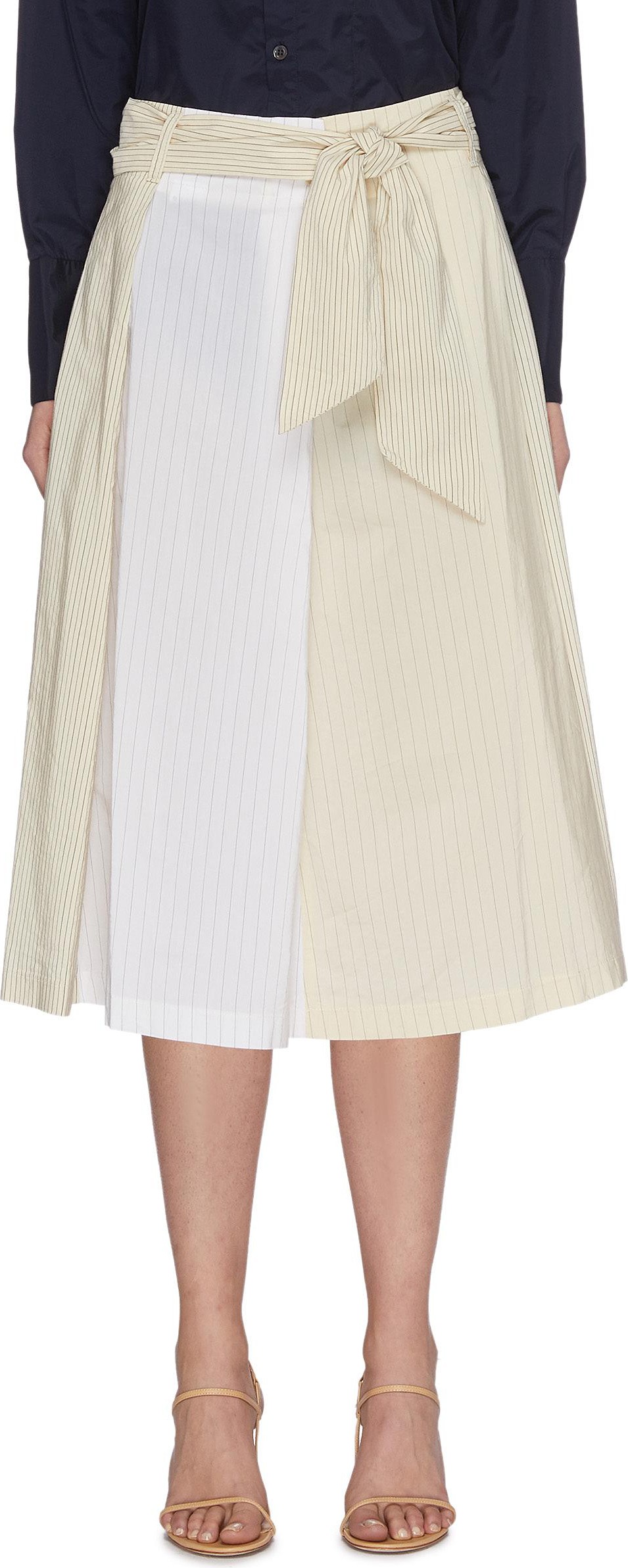 Barena 'Arpa' Collaged Pinstripe A-line Midi Skirt