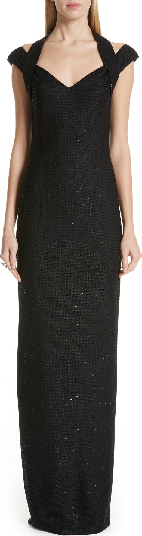 St. John Links Sequin Knit Halter Gown