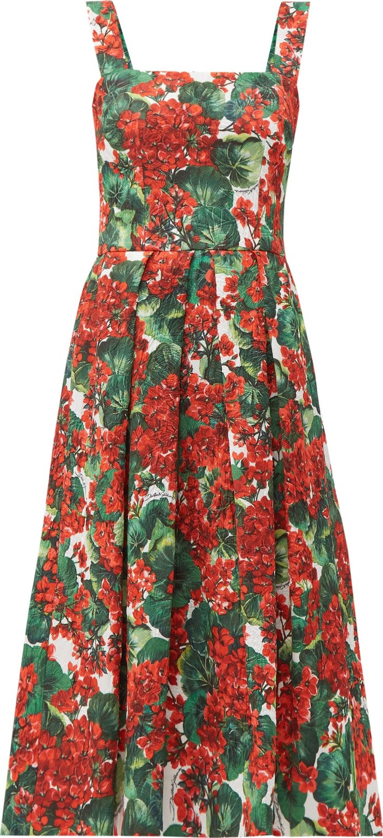 Dolce & Gabbana Geranium-print cloqué midi dress
