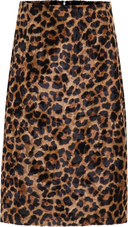Rokh Leopard-print faux fur pencil skirt