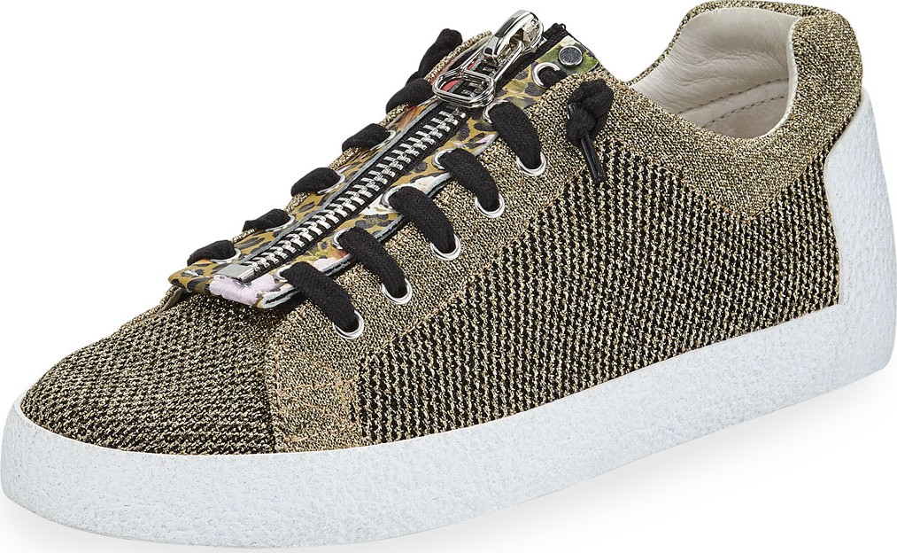 ASH Nirvana Metallic Knit Zipper Sneakers  Gold