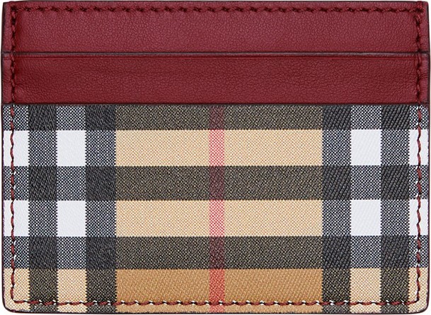 Burberry London England Sandon Vintage Check Card Case, Red