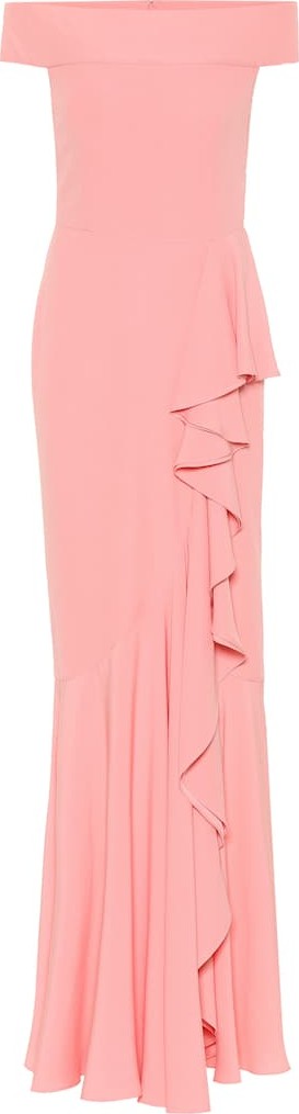 Alexander McQueen Off-the-shoulder crêpe ruffled gown