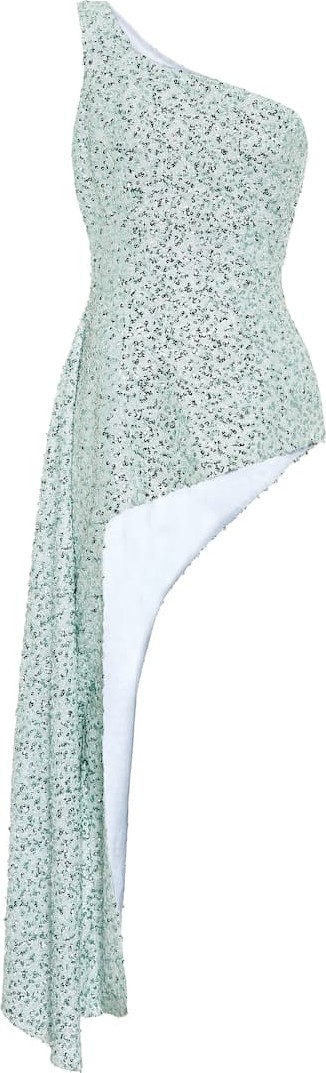 Halpern Sequined one-shoulder top