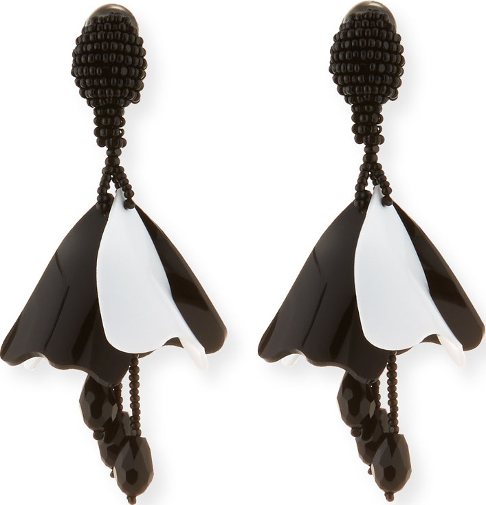 Oscar De La Renta Small Impatiens Flower Drop Earrings