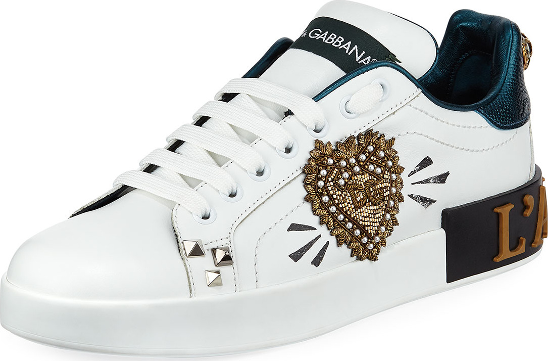 Dolce & Gabbana Amore Patchwork Leather Low-Top Sneakers