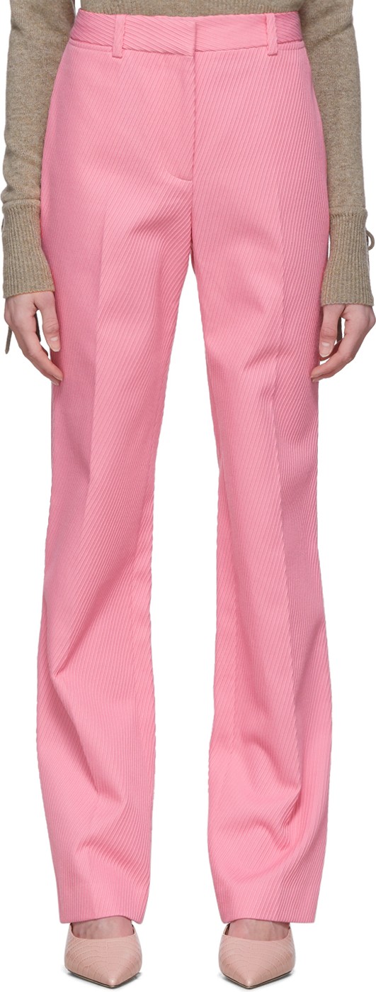 Victoria Beckham Pink High-Waisted Slim Leg Trousers