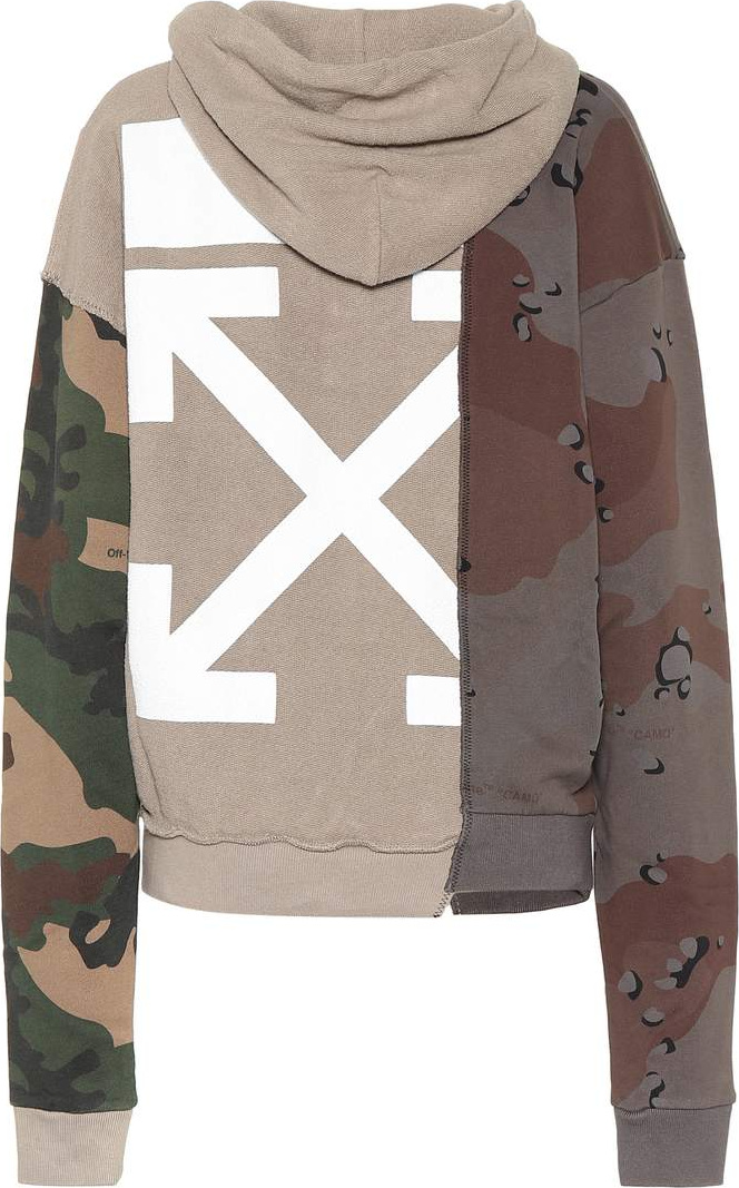Off White Printed cotton hoodie