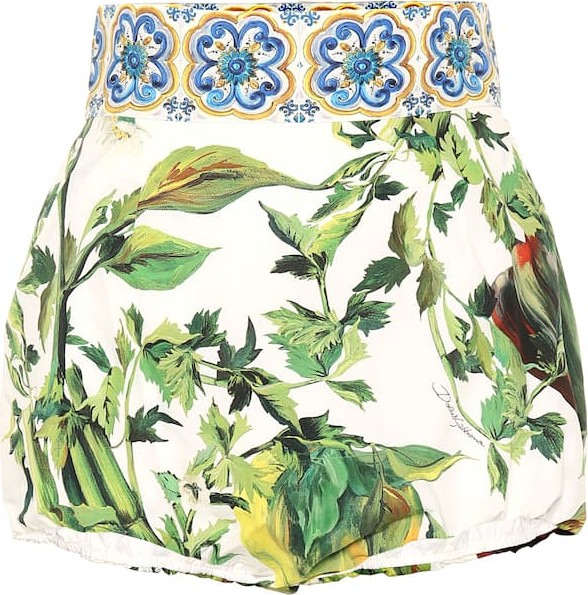 Dolce & Gabbana High-rise printed cotton shorts