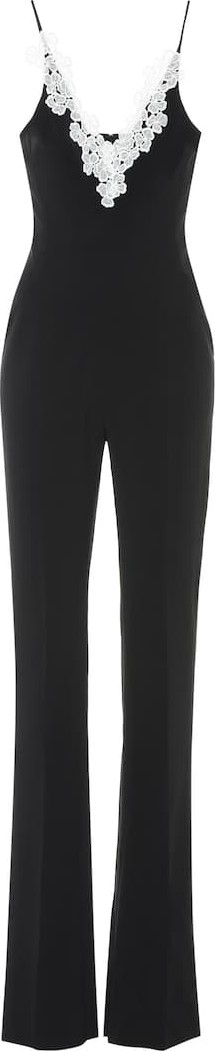David Koma Lace-trimmed crêpe jumpsuit