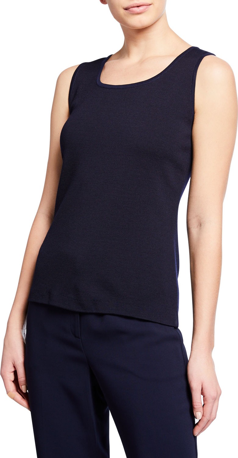 St. John Scoop-Neck Milano Knit Contour Tank