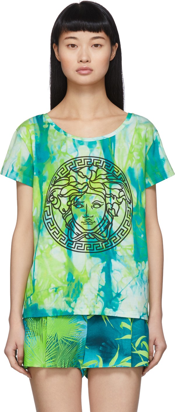Versace Green Watercolor Medusa T-Shirt Versace Green Watercolor Medusa T-Shirt