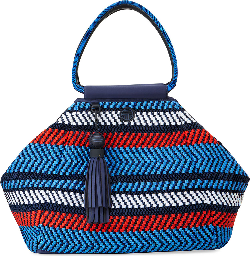 Tory Sport Woven Mesh Triangle Satchel Bag, Multi