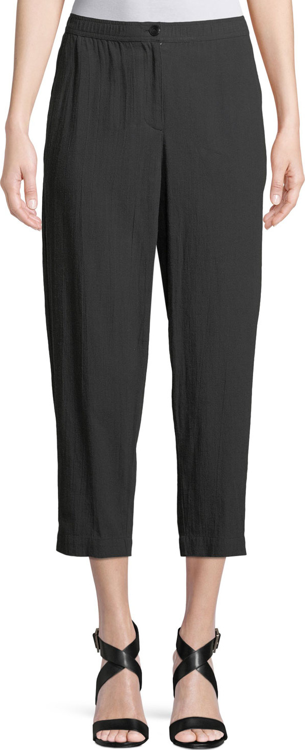 Eileen Fisher Cotton Crepe Tapered Cropped Pants