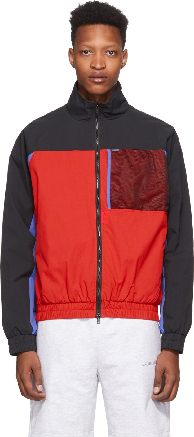 Aimé Leon Dore Red Mixed Media Windbreaker Jacket