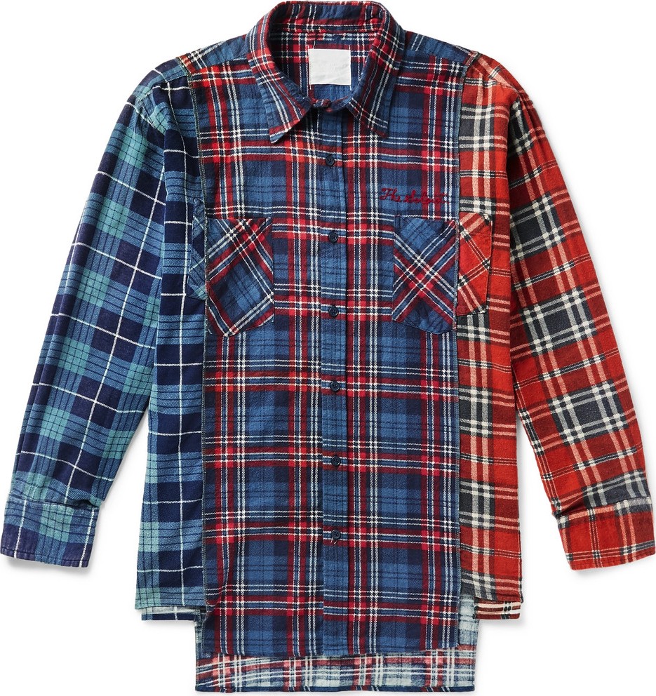 Takahiromiyashita The Soloist Patchwork Checked Cotton-Flannel Shirt