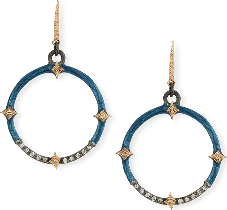 Armenta New World Diamond Crivelli & Enamel Circle Drop Earrings
