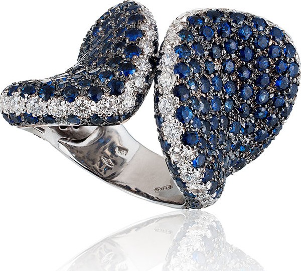 Andreoli 18k White Gold Blue Sapphire & Diamond Ring