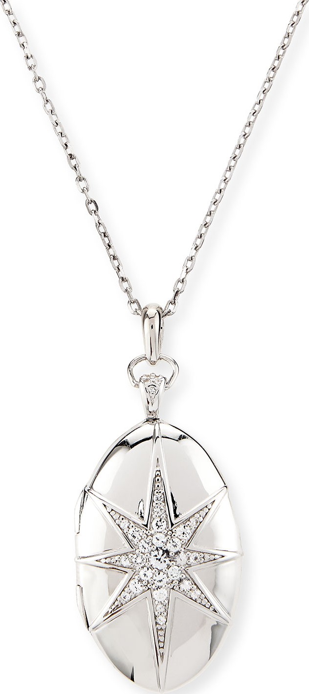 Monica Rich Kosann White Sapphire Star Locket Necklace