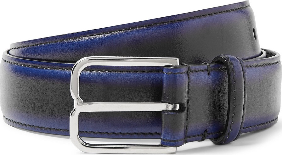 Berluti 3cm Blue Leather Belt