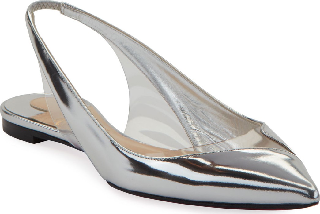 Christian Louboutin V Dec Specchio Red Sole Ballet Flats