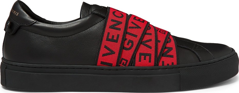 Givenchy Urban Street Logo Webbing-Trimmed Leather Slip-On Sneakers