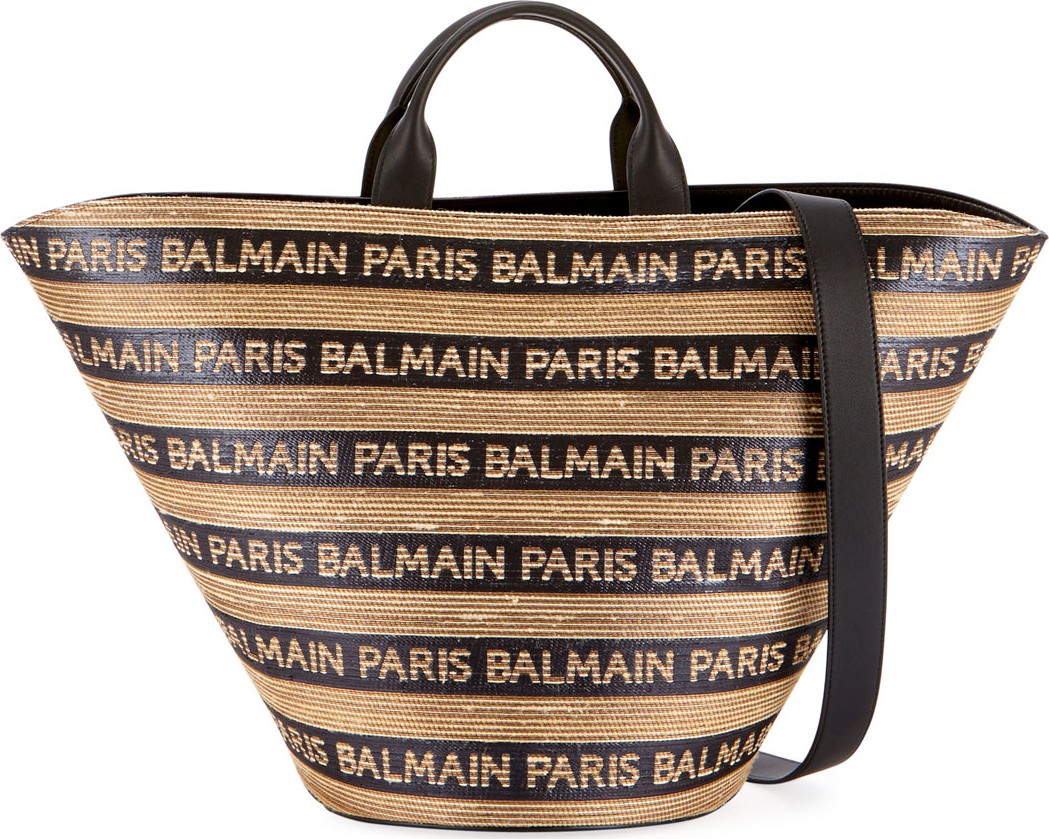 Balmain Panier Plage Raphia Tote Bag
