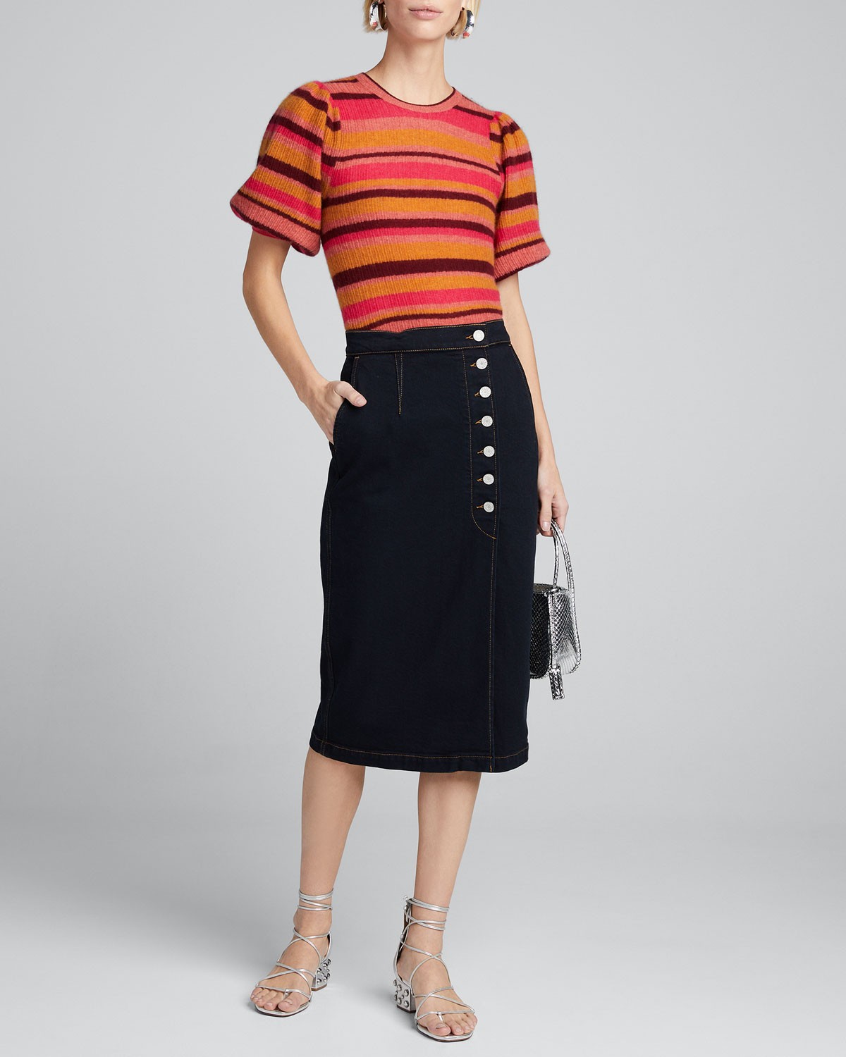 Ulla Johnson Ramia Striped Short-Sleeve Sweater