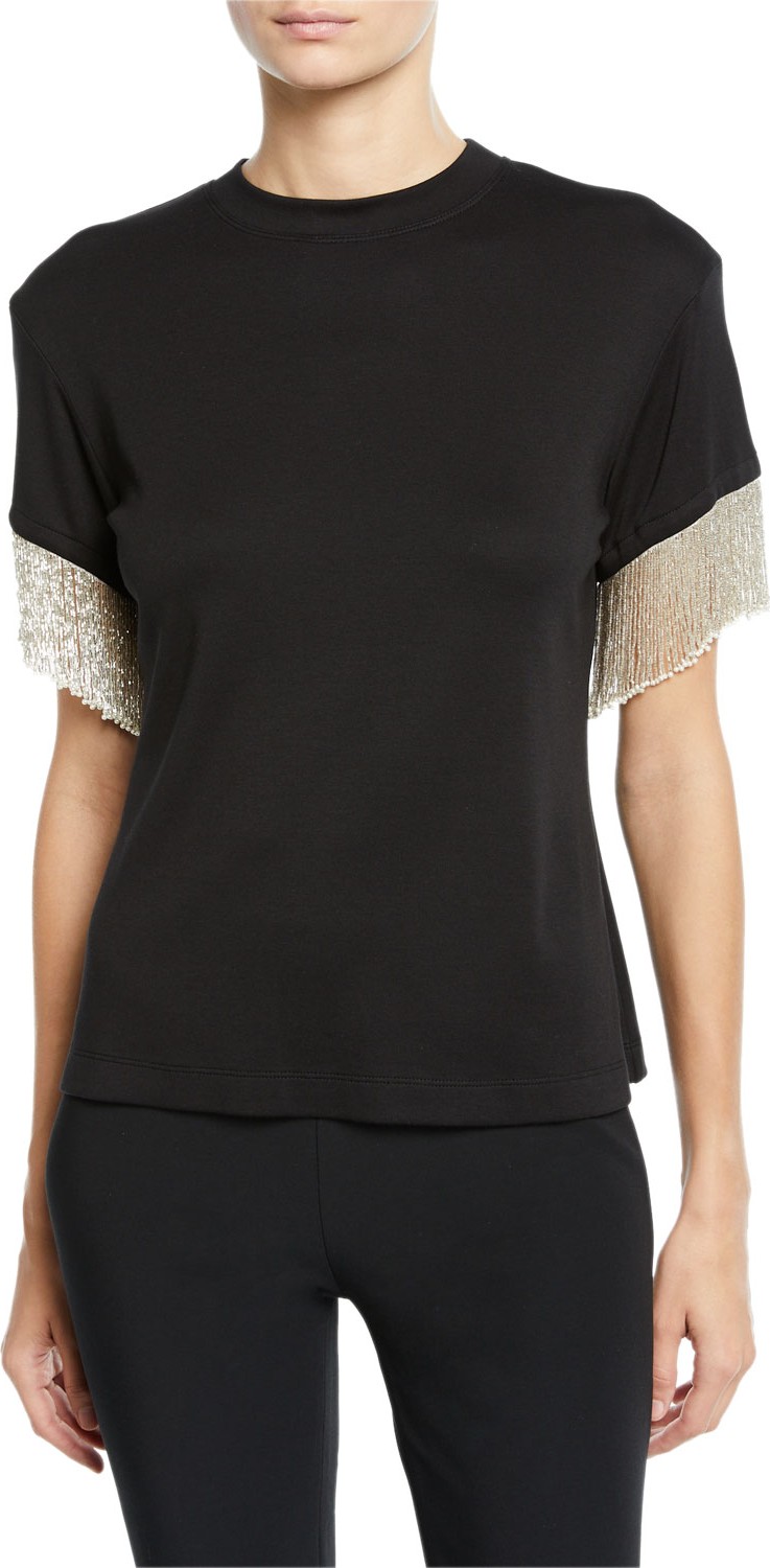 Alexis Olinda Crewneck Fringe Top