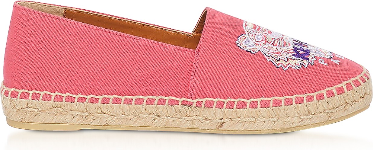 KENZO Coral Canvas Tiger Head Embroidery Specail Fit Espadrillas