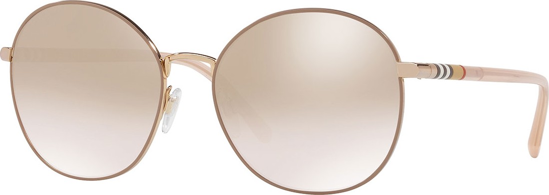 Burberry London England Check-Trim Round Mirrored Sunglasses Burberry London England Check-Trim Round Mirrored Sunglasses