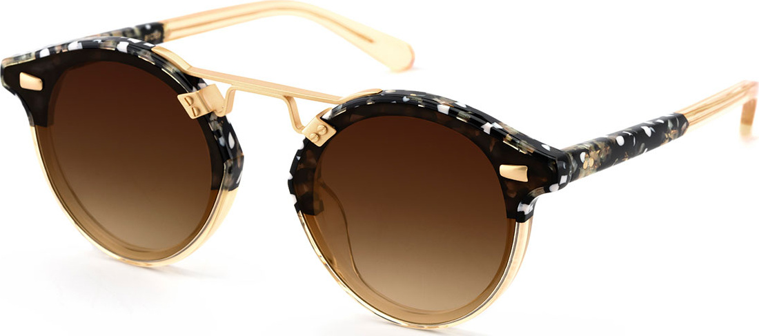 KREWE STL II Round Sunglasses w/ Nylon Overlay Lenses, Champagne