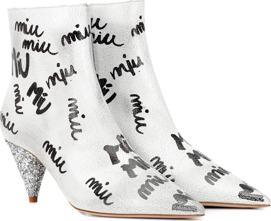 Miu Miu Printed leather ankle boots