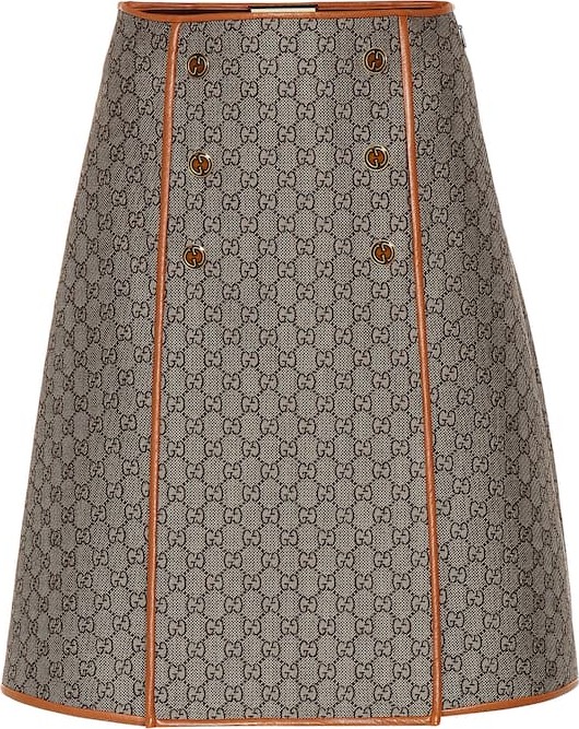 Gucci GG leather-trimmed skirt