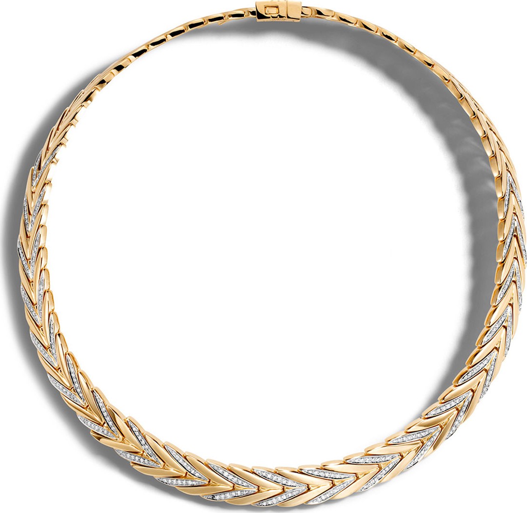 John Hardy Modern Chain Medium 18K Gold Necklace with Diamonds