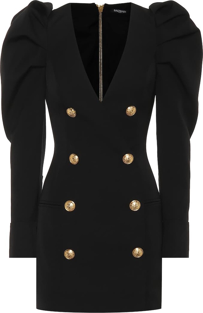 Balmain Double-breasted wool minidress