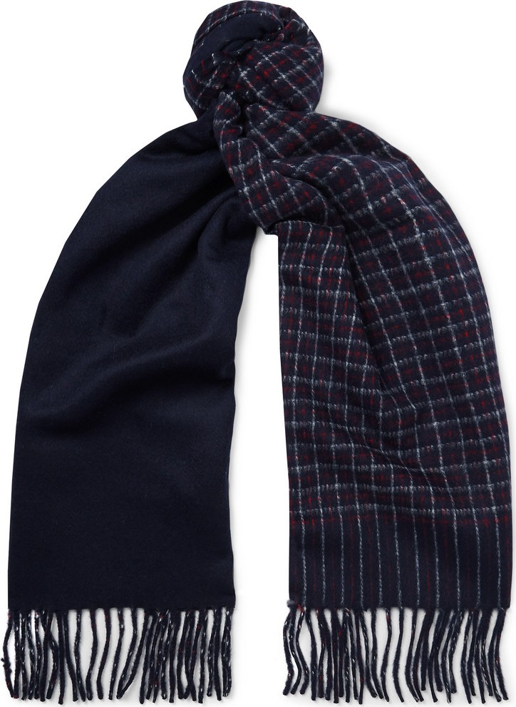 J.Crew Fringed Checked Cashmere Scarf