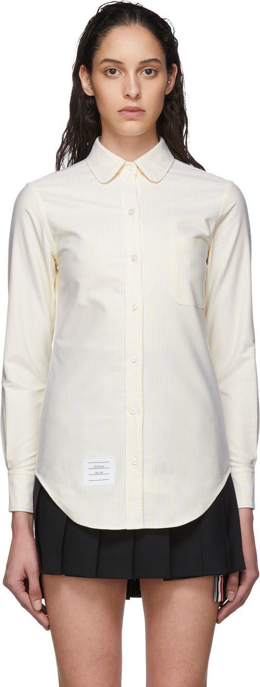 Thom Browne Yellow & White Oxford Striped Shirt