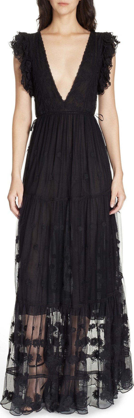Ulla Johnson Fifi Embroidered Tulle Maxi Dress