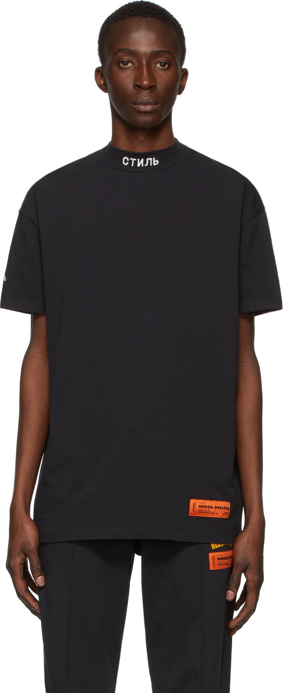 Heron Preston Black 'Style' Mock Neck T-Shirt