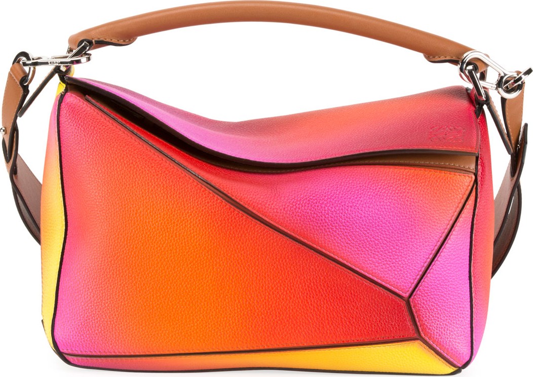 LOEWE Puzzle Patchwork Colorblock Leather Satchel Bag