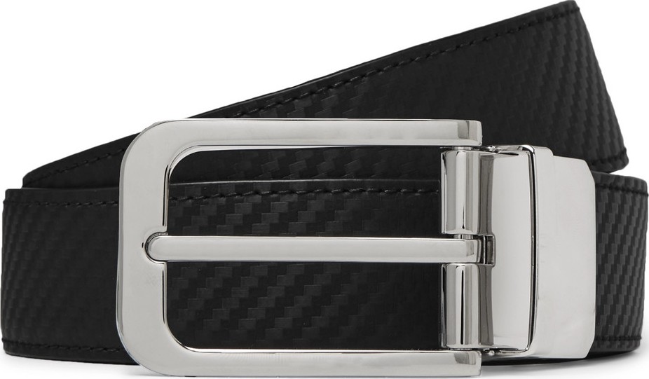 Dunhill 3cm Black and Brown Reversible Textured-Leather Belt