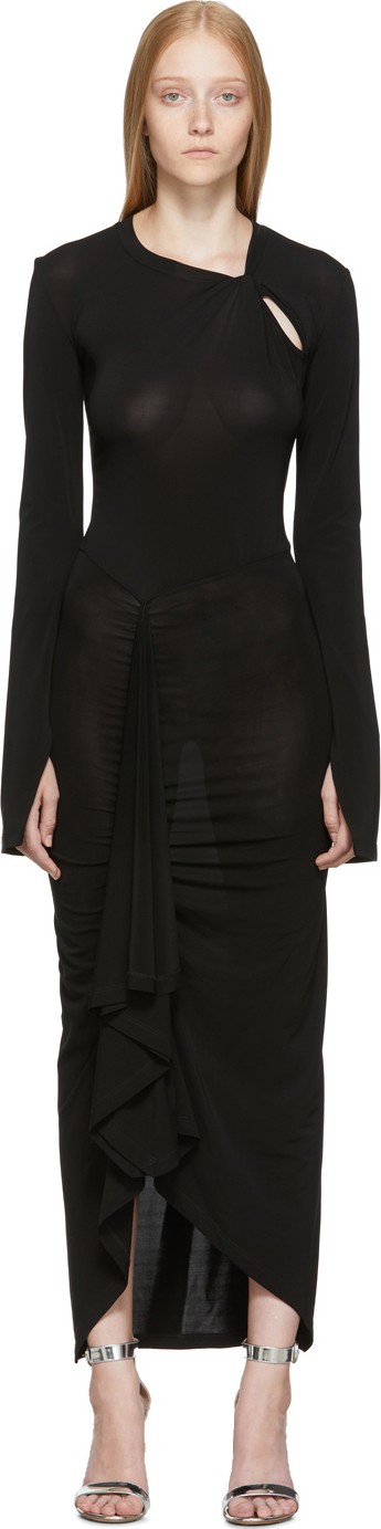 Unravel Black Open Sleeve Twist Dress