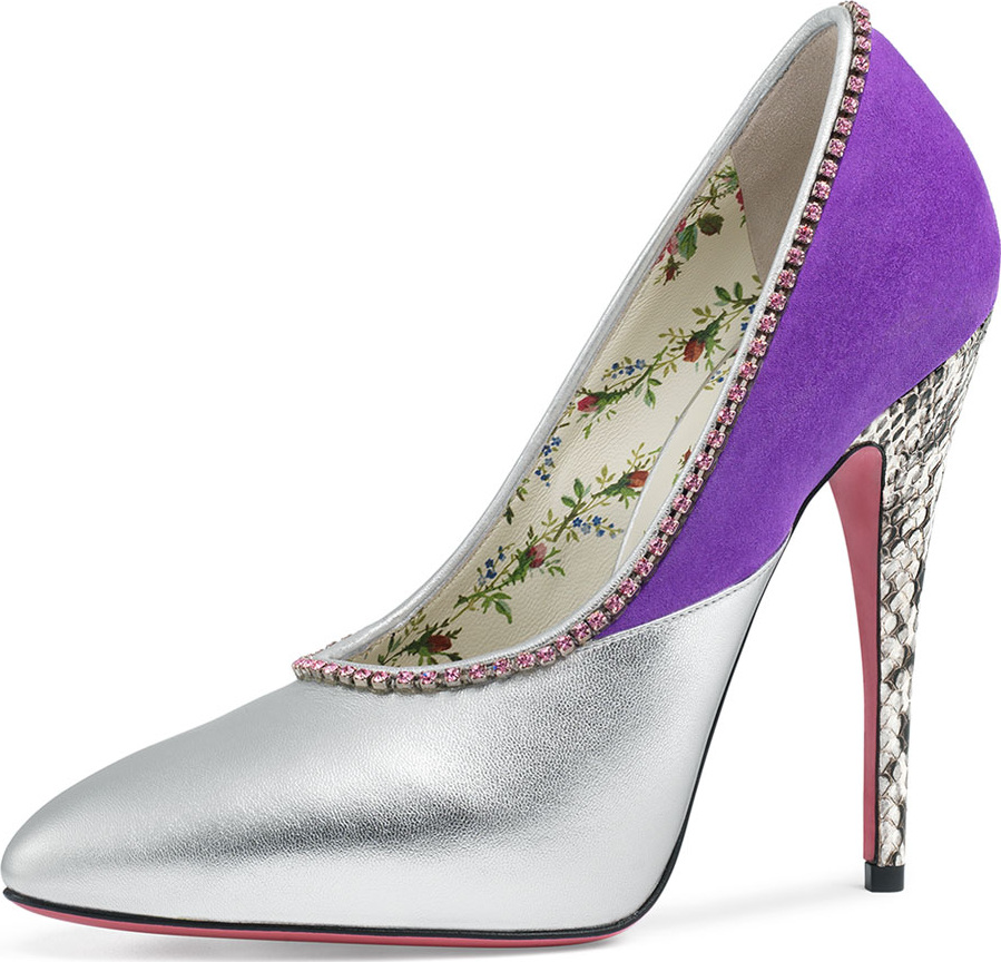 Gucci Colorblock Pump with Crystal Collar