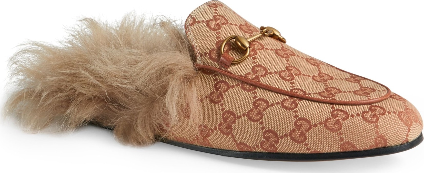 Gucci Princetown Genuine Shearling Logo Mule Gucci Princetown Genuine Shearling Logo Mule