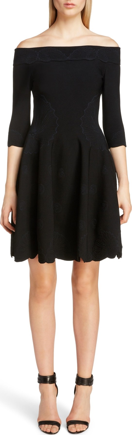 Alexander McQueen Off the Shoulder Shell jacquard Dress